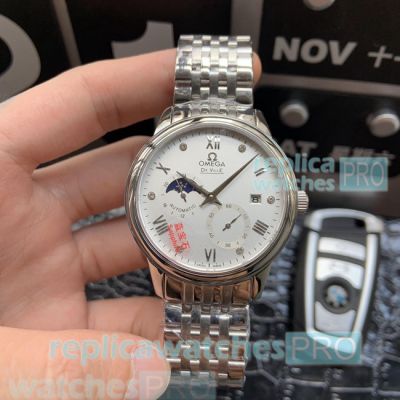 Best Quality Copy Omega De Ville White Dial Stainless Steel Men's Watch